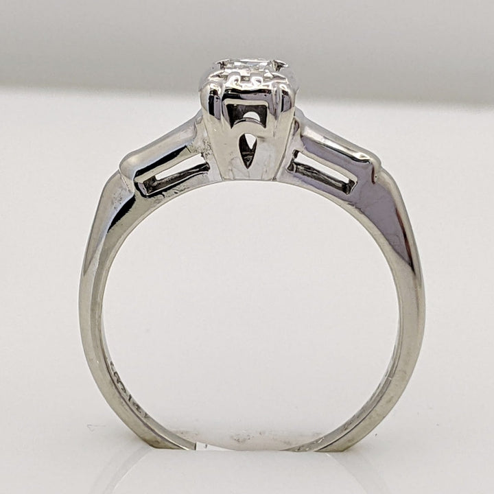 14K WHITE .25 CARAT TOTAL VS2 H DIAMOND EMERALD CUT ESTATE RING 2.5 GRAMS