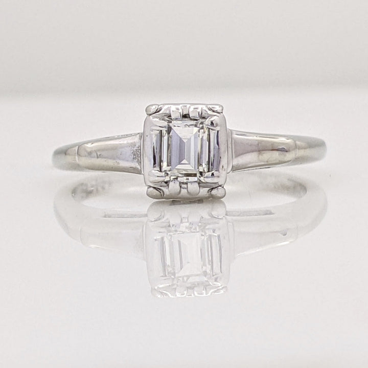 14K WHITE .25 CARAT TOTAL VS2 H DIAMOND EMERALD CUT ESTATE RING 2.5 GRAMS