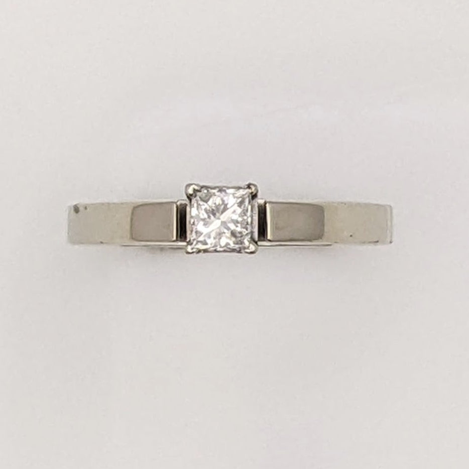 14K WHITE .22 CARAT TOTAL I1 I DIAMOND PRINCESS CUT SOLITAIRE ESTATE RING 3.2 GRAMS
