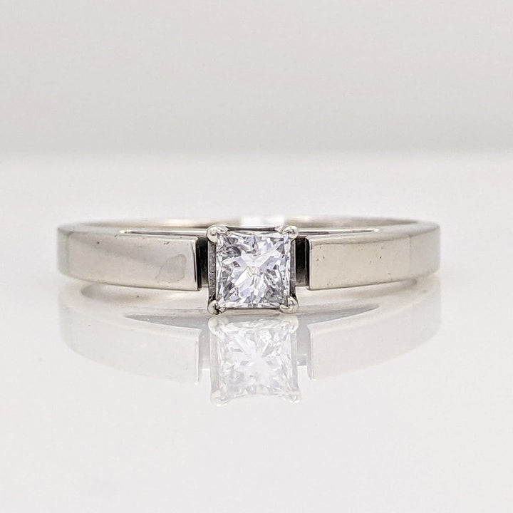 14K WHITE .22 CARAT TOTAL I1 I DIAMOND PRINCESS CUT SOLITAIRE ESTATE RING 3.2 GRAMS