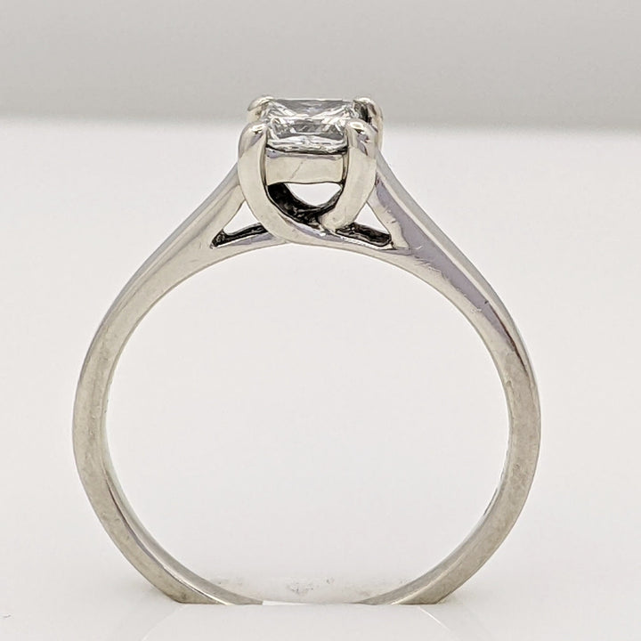14K WHITE .38 CARAT TOTAL SI2 E DIAMOND PRINCESS CUT SOLITAIRE ESTATE RING 3.0 GRAMS