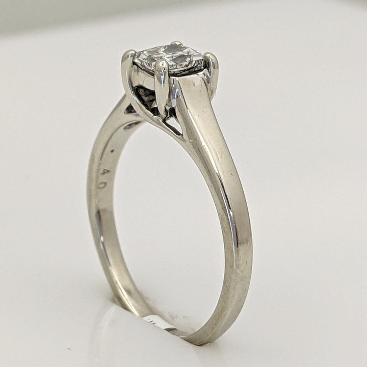 14K WHITE .38 CARAT TOTAL SI2 E DIAMOND PRINCESS CUT SOLITAIRE ESTATE RING 3.0 GRAMS