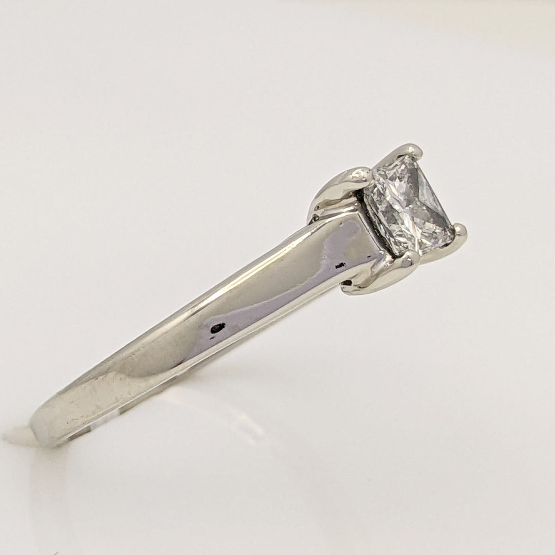 14K WHITE .38 CARAT TOTAL SI2 E DIAMOND PRINCESS CUT SOLITAIRE ESTATE RING 3.0 GRAMS