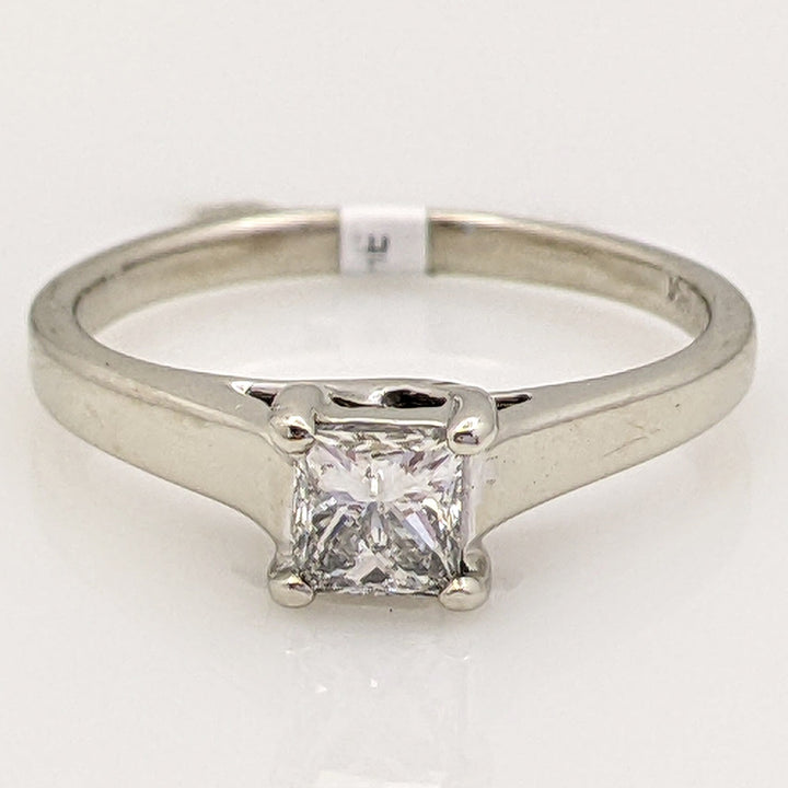 14K WHITE .38 CARAT TOTAL SI2 E DIAMOND PRINCESS CUT SOLITAIRE ESTATE RING 3.0 GRAMS