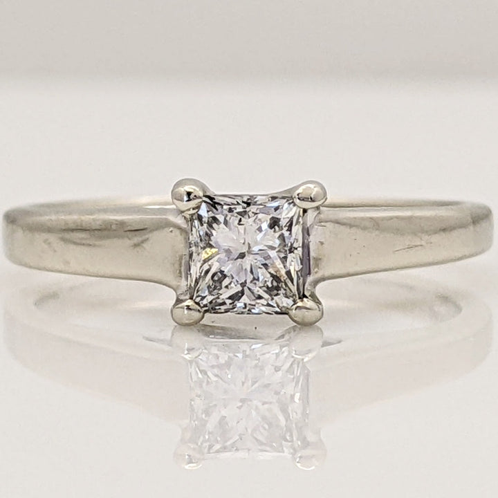 14K WHITE .38 CARAT TOTAL SI2 E DIAMOND PRINCESS CUT SOLITAIRE ESTATE RING 3.0 GRAMS