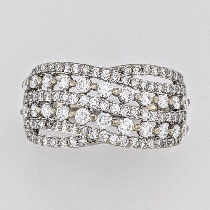 10K WHITE 1.45 CARAT TOTAL WEIGHT VS1 G DIAMOND ROUND (101) MULTI-ROW ESTATE BAND 3.5 GRAMS