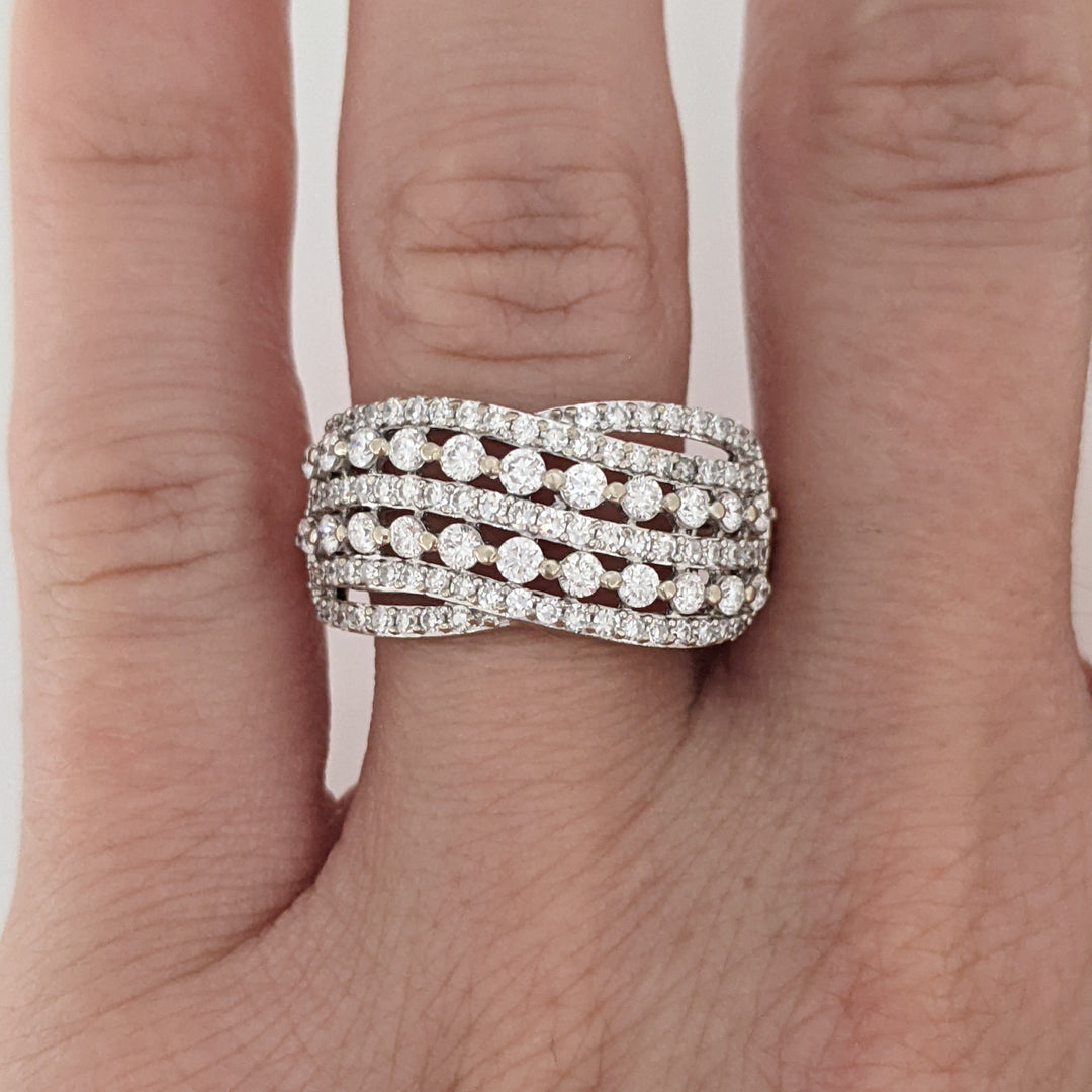 10K WHITE 1.45 CARAT TOTAL WEIGHT VS1 G DIAMOND ROUND (101) MULTI-ROW ESTATE BAND 3.5 GRAMS