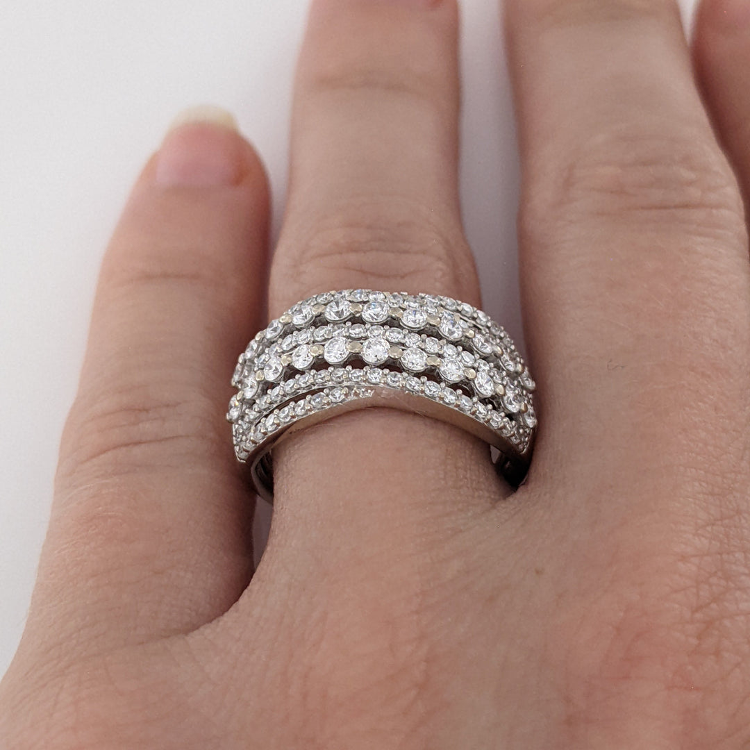 10K WHITE 1.45 CARAT TOTAL WEIGHT VS1 G DIAMOND ROUND (101) MULTI-ROW ESTATE BAND 3.5 GRAMS