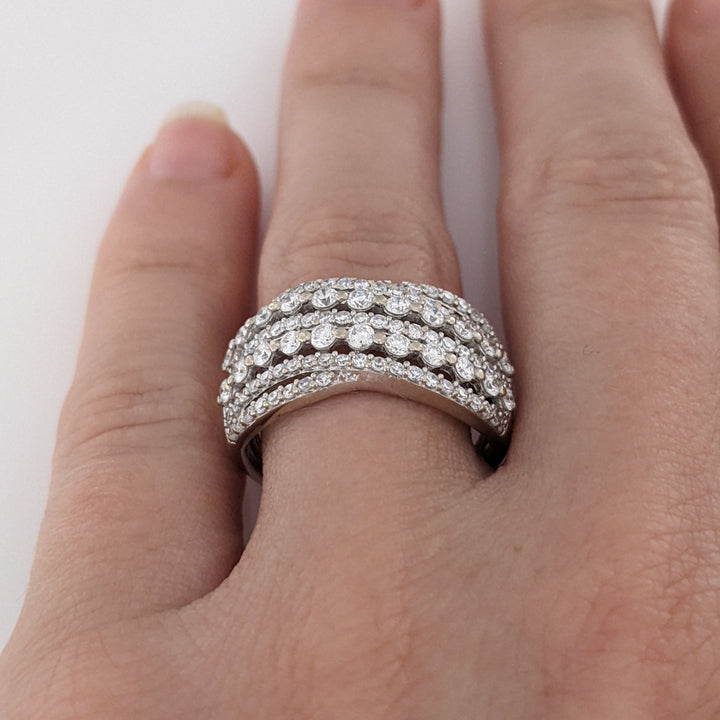10K WHITE 1.45 CARAT TOTAL WEIGHT VS1 G DIAMOND ROUND (101) MULTI-ROW ESTATE BAND 3.5 GRAMS