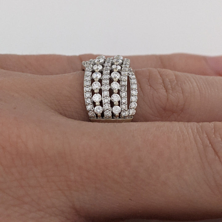 10K WHITE 1.45 CARAT TOTAL WEIGHT VS1 G DIAMOND ROUND (101) MULTI-ROW ESTATE BAND 3.5 GRAMS