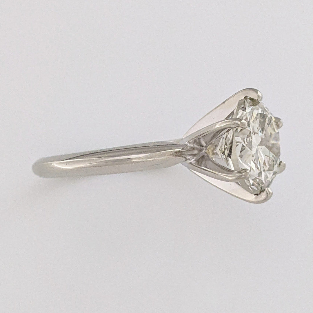 14K WHITE 2.85 CARAT TOTAL I1 K-L DIAMOND ROUND 6-PRONG ESTATE RING 3.5 GRAMS