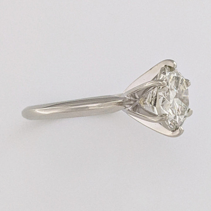 14K WHITE 2.85 CARAT TOTAL I1 K-L DIAMOND ROUND 6-PRONG ESTATE RING 3.5 GRAMS