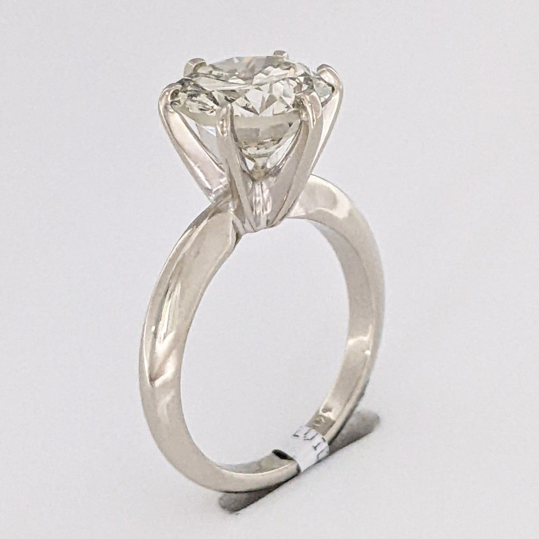 14K WHITE 2.85 CARAT TOTAL I1 K-L DIAMOND ROUND 6-PRONG ESTATE RING 3.5 GRAMS