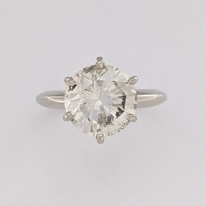 14K WHITE 2.85 CARAT TOTAL I1 K-L DIAMOND ROUND 6-PRONG ESTATE RING 3.5 GRAMS