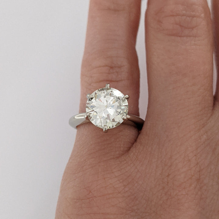 14K WHITE 2.85 CARAT TOTAL I1 K-L DIAMOND ROUND 6-PRONG ESTATE RING 3.5 GRAMS