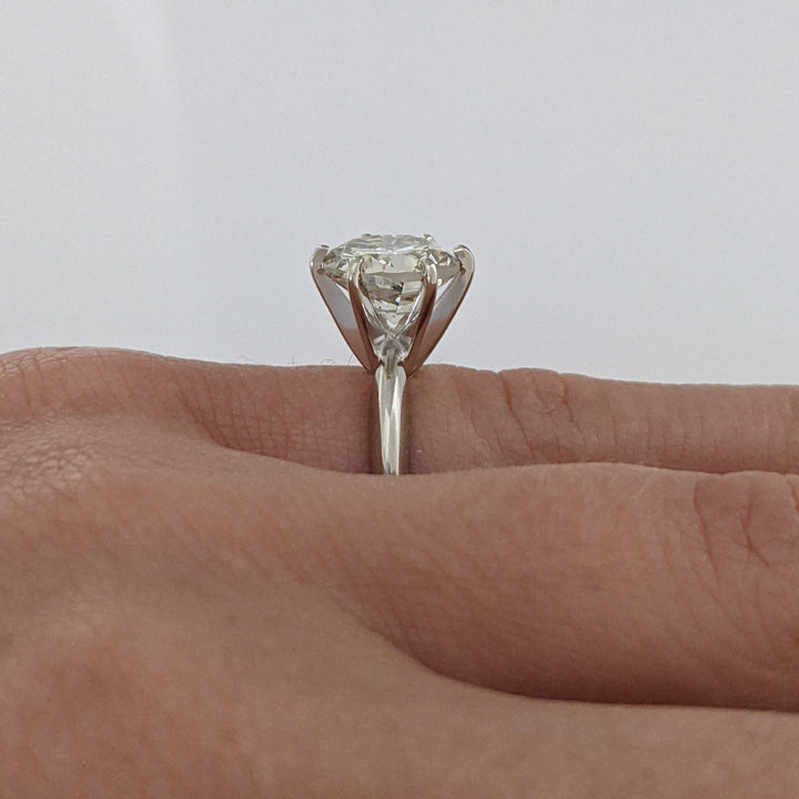14K WHITE 2.85 CARAT TOTAL I1 K-L DIAMOND ROUND 6-PRONG ESTATE RING 3.5 GRAMS