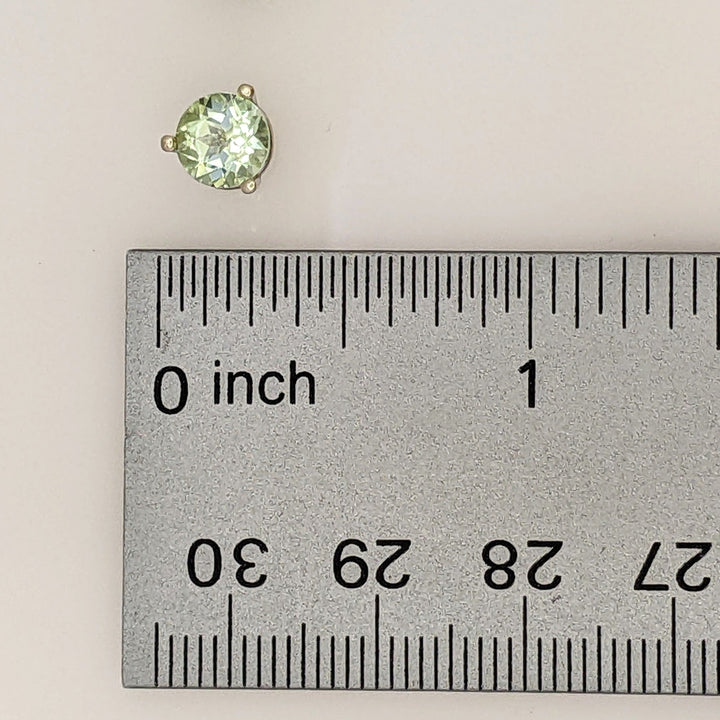 14K WHITE LIGHT GREEN TOURMALINE ROUND 6.5MM ESTATE STUD EARRINGS 1.8 GRAMS