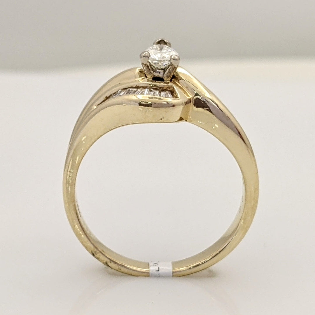 14K .50 CARAT TOTAL WEIGHT VS1 G PEAR DIAMOND WITH (6) ROUND AND (8) BAGUETTE ESTATE RING 4.7 GRAMS