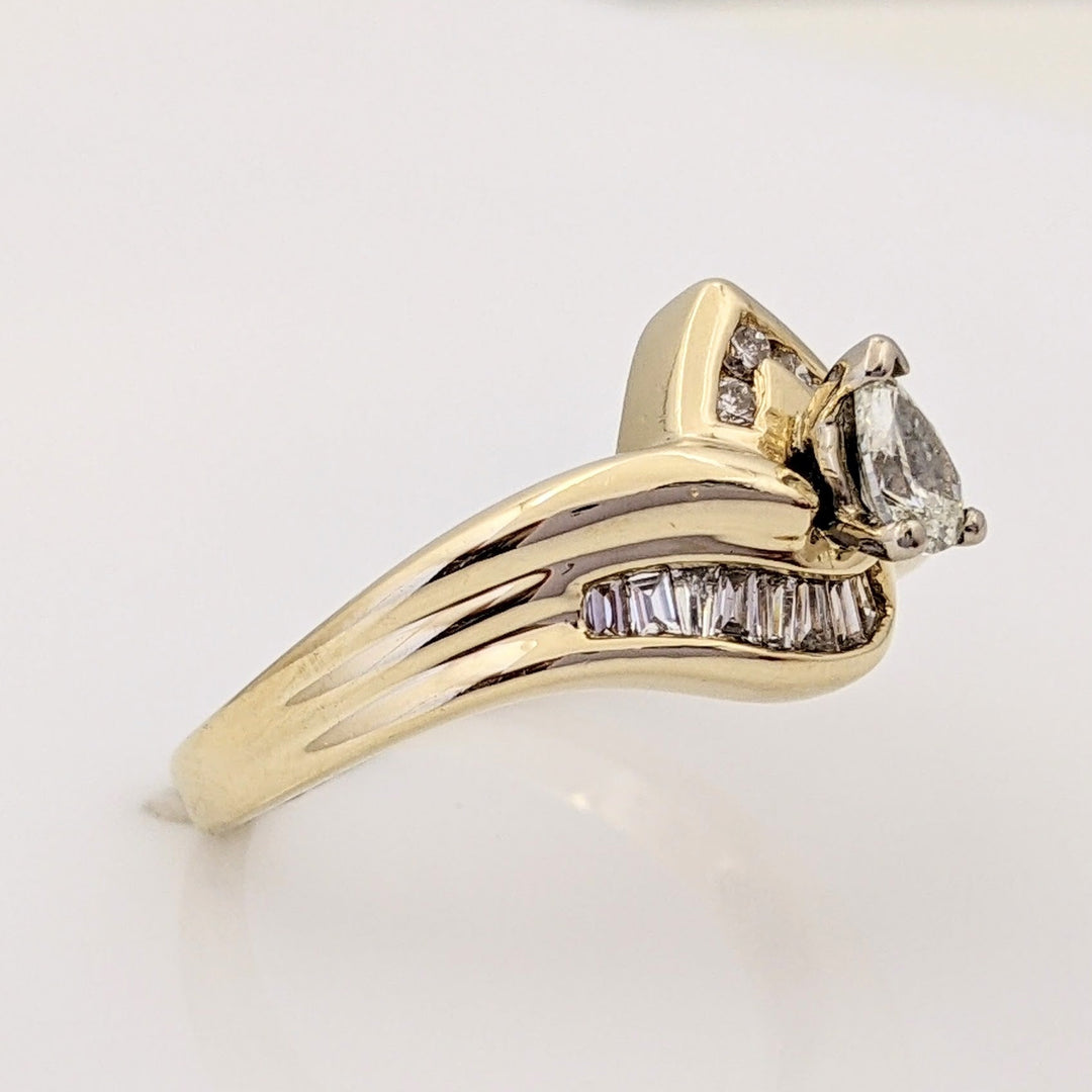 14K .50 CARAT TOTAL WEIGHT VS1 G PEAR DIAMOND WITH (6) ROUND AND (8) BAGUETTE ESTATE RING 4.7 GRAMS