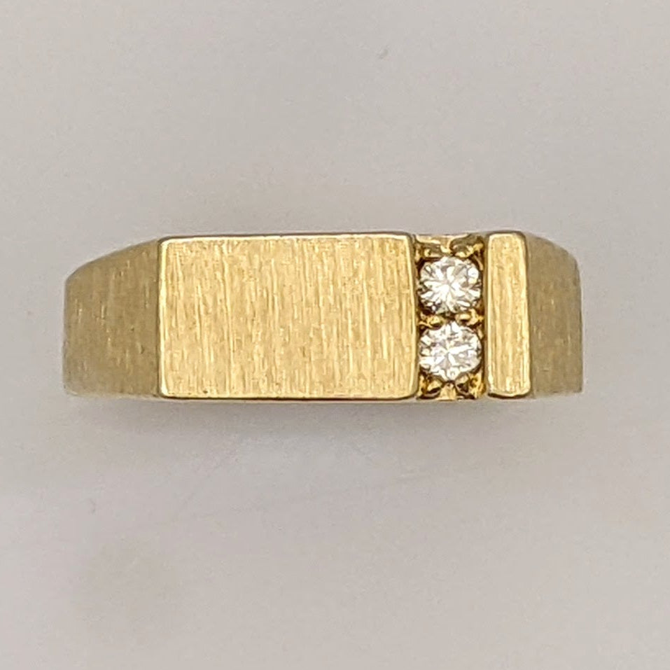 14K DIAMOND ROUND (2) FLAT TOP BRUSHED/POLISHED ESTATE RING 6.3 GRAMS