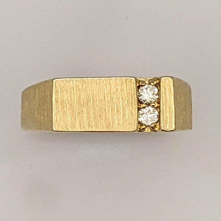 14K DIAMOND ROUND (2) FLAT TOP BRUSHED/POLISHED ESTATE RING 6.3 GRAMS