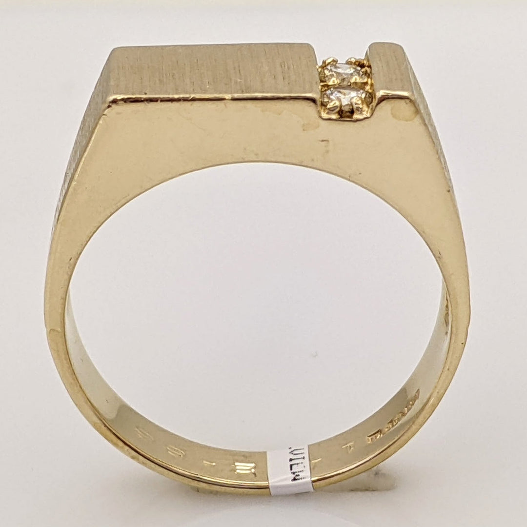 14K DIAMOND ROUND (2) FLAT TOP BRUSHED/POLISHED ESTATE RING 6.3 GRAMS