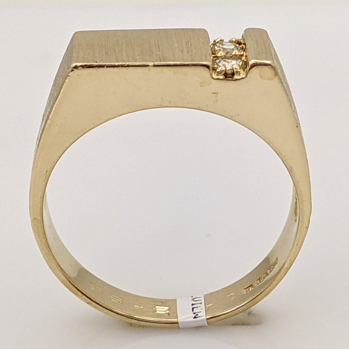 14K DIAMOND ROUND (2) FLAT TOP BRUSHED/POLISHED ESTATE RING 6.3 GRAMS