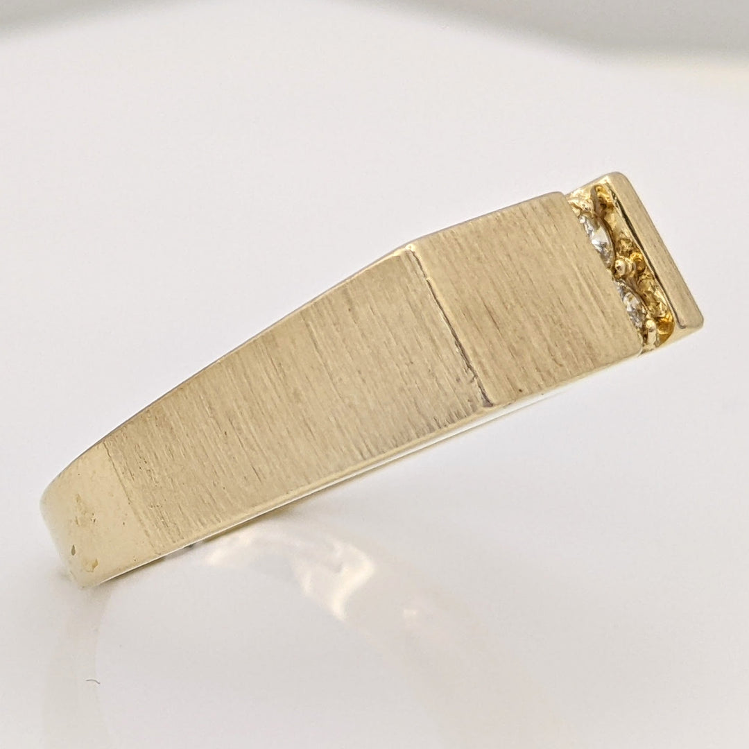 14K DIAMOND ROUND (2) FLAT TOP BRUSHED/POLISHED ESTATE RING 6.3 GRAMS