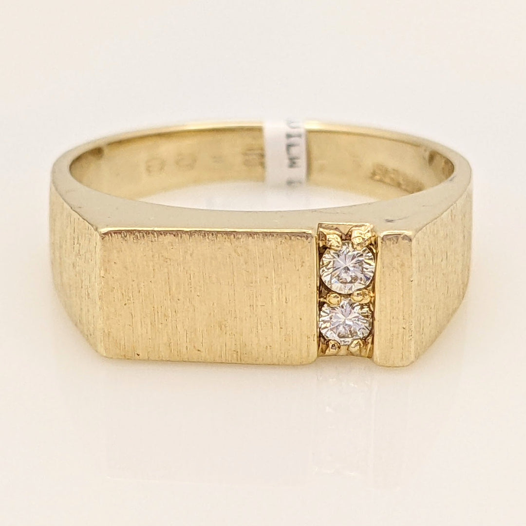 14K DIAMOND ROUND (2) FLAT TOP BRUSHED/POLISHED ESTATE RING 6.3 GRAMS