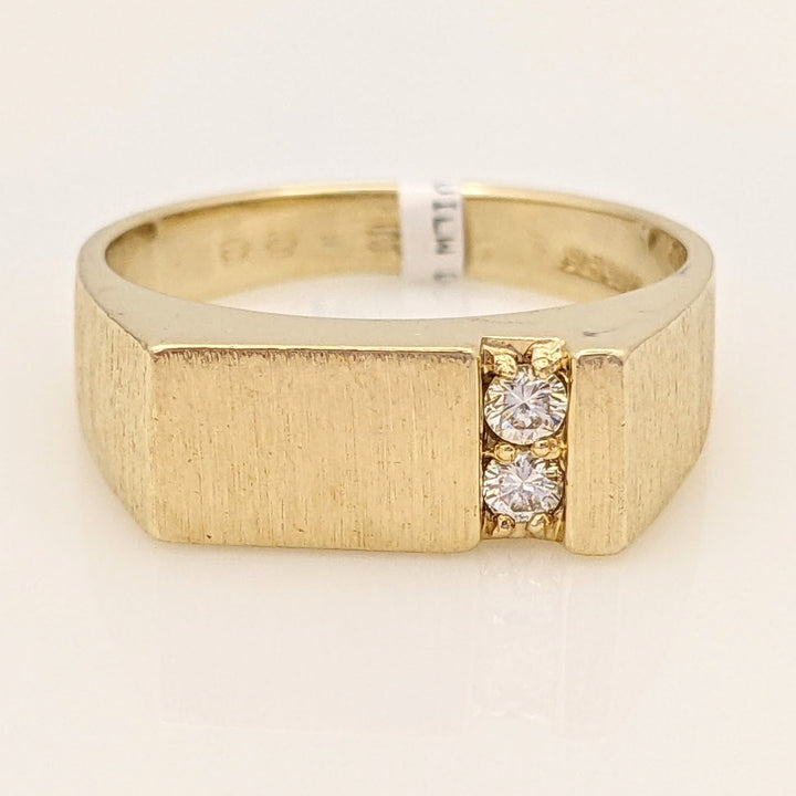 14K DIAMOND ROUND (2) FLAT TOP BRUSHED/POLISHED ESTATE RING 6.3 GRAMS
