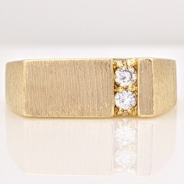 14K DIAMOND ROUND (2) FLAT TOP BRUSHED/POLISHED ESTATE RING 6.3 GRAMS