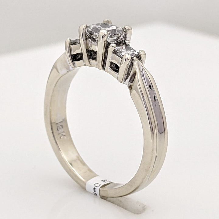 18K WHITE .53 CARAT TOTAL WEIGHT SI2 G DIAMOND PRINCESS CUT (3) ESTATE TRINITY RING 4.4 GRAMS