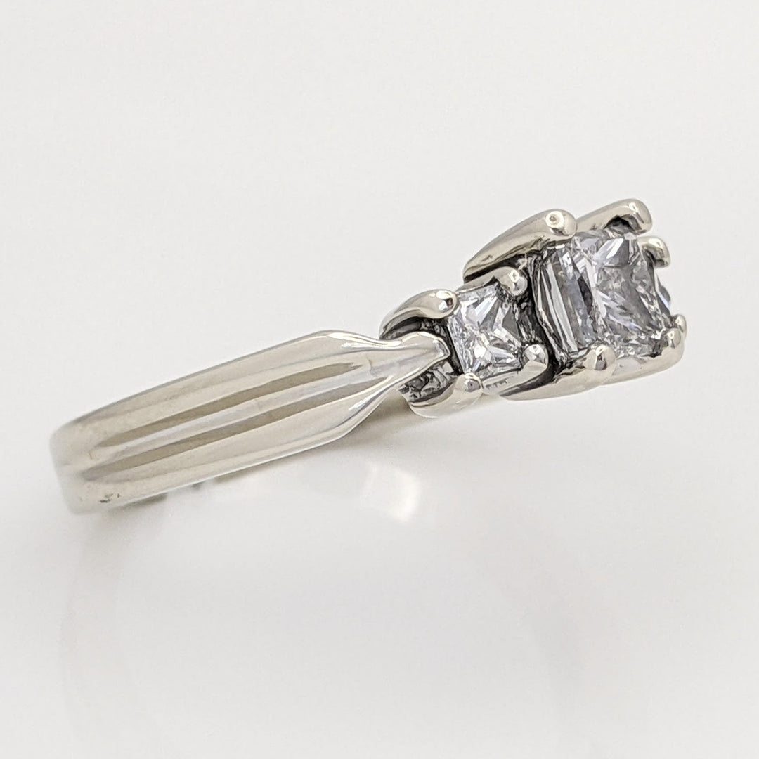18K WHITE .53 CARAT TOTAL WEIGHT SI2 G DIAMOND PRINCESS CUT (3) ESTATE TRINITY RING 4.4 GRAMS