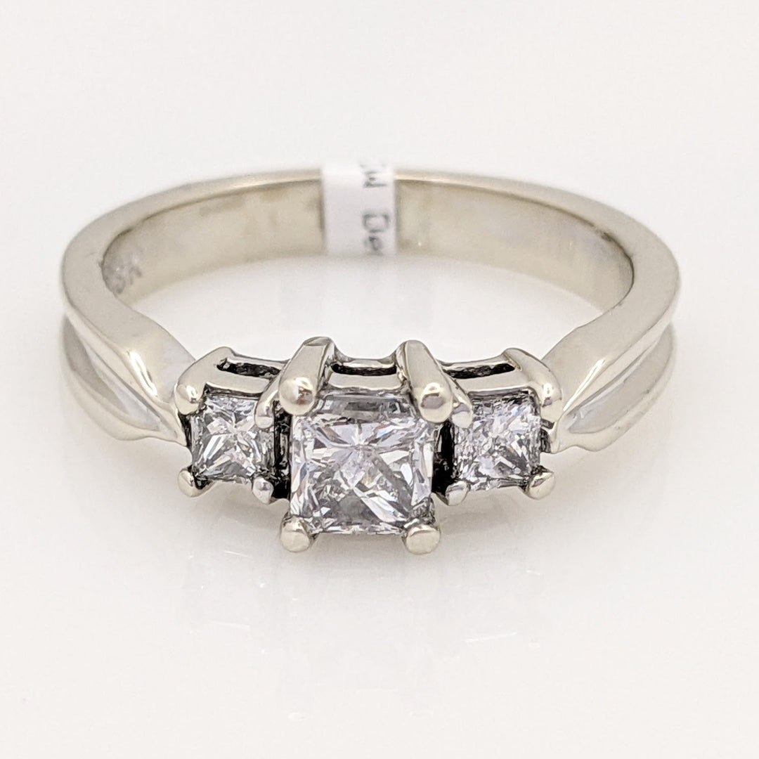 18K WHITE .53 CARAT TOTAL WEIGHT SI2 G DIAMOND PRINCESS CUT (3) ESTATE TRINITY RING 4.4 GRAMS