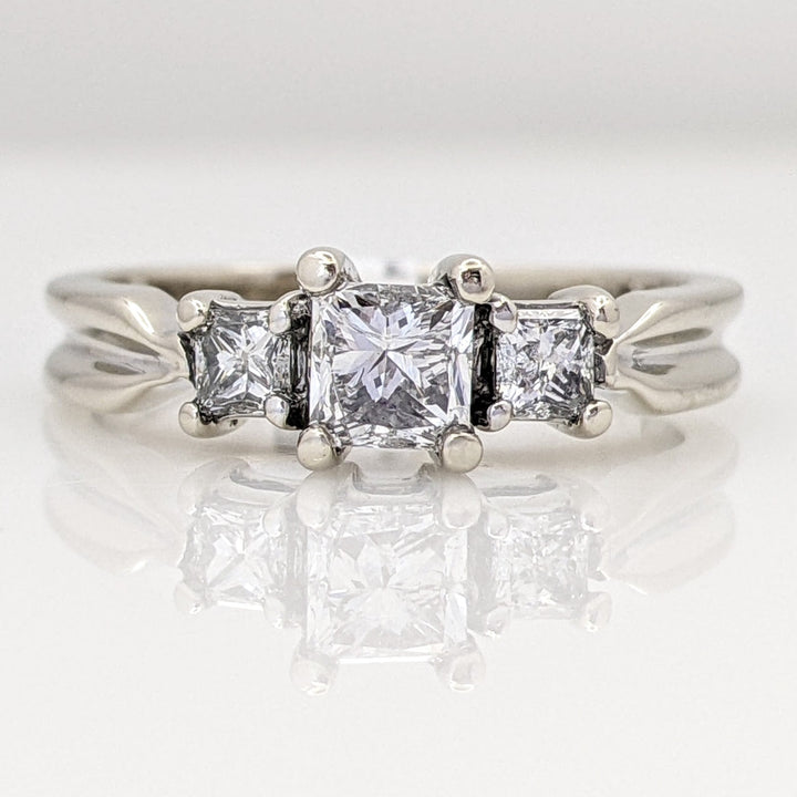 18K WHITE .53 CARAT TOTAL WEIGHT SI2 G DIAMOND PRINCESS CUT (3) ESTATE TRINITY RING 4.4 GRAMS