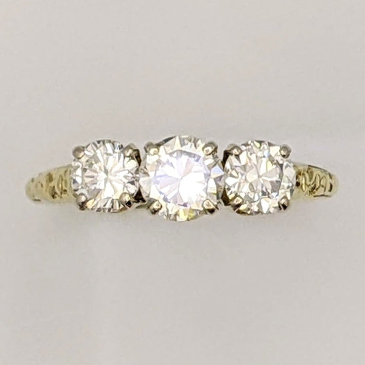 14K 1.43 CARAT TOTAL WEIGHT VS2 G-H DIAMOND ROUND (3) ESTATE TRINITY RING 2.7 GRAMS