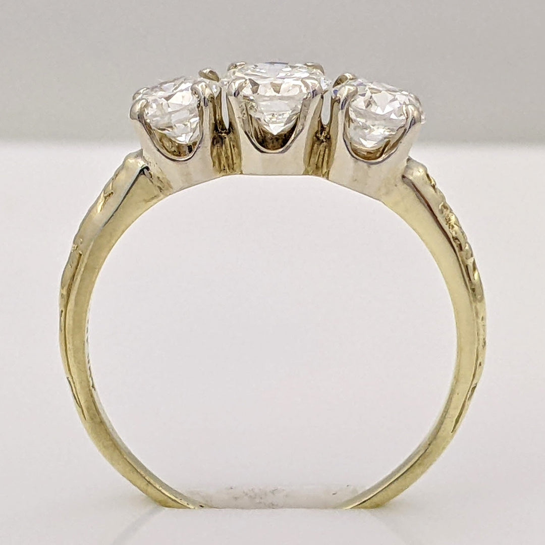 14K 1.43 CARAT TOTAL WEIGHT VS2 G-H DIAMOND ROUND (3) ESTATE TRINITY RING 2.7 GRAMS