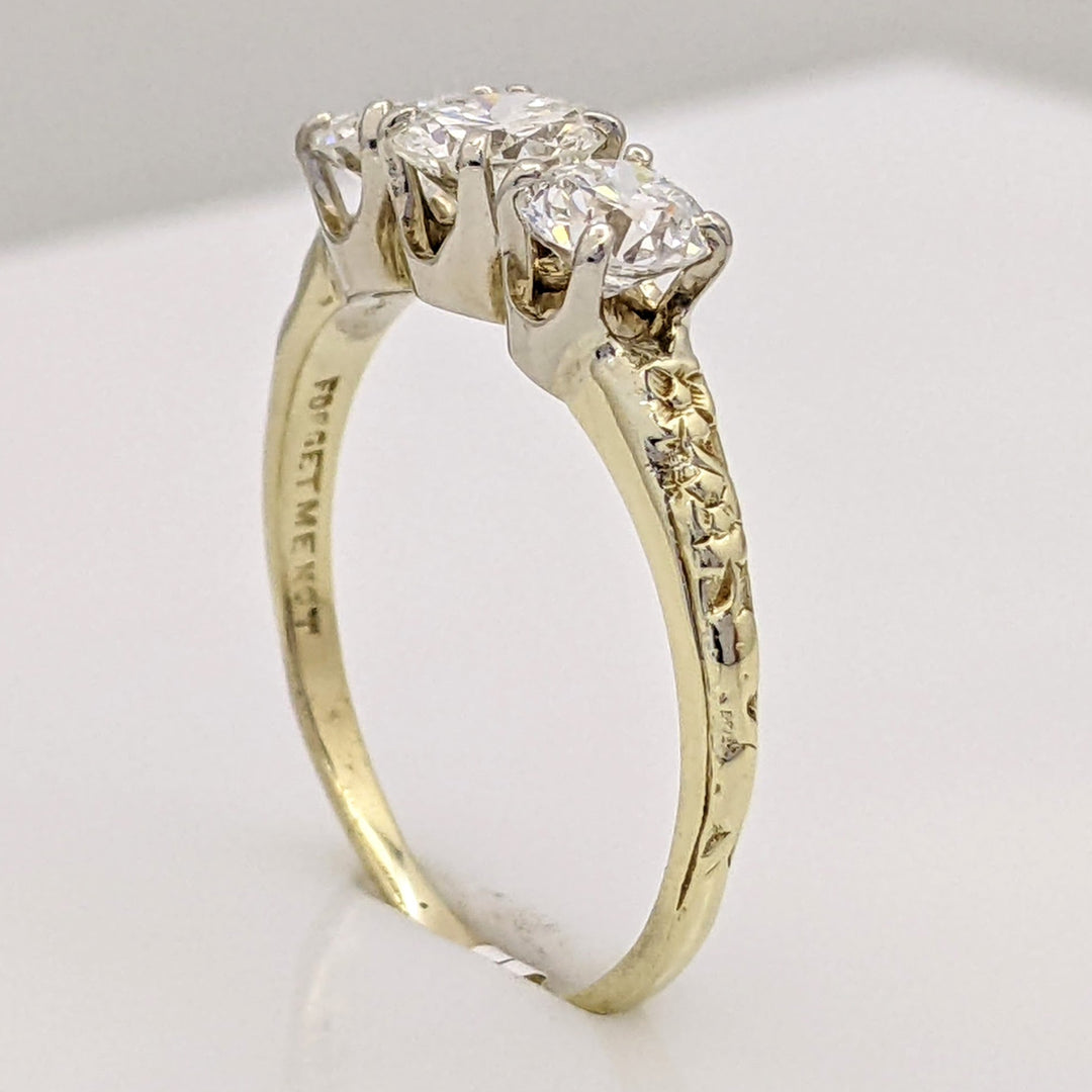 14K 1.43 CARAT TOTAL WEIGHT VS2 G-H DIAMOND ROUND (3) ESTATE TRINITY RING 2.7 GRAMS