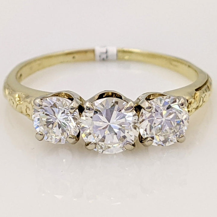 14K 1.43 CARAT TOTAL WEIGHT VS2 G-H DIAMOND ROUND (3) ESTATE TRINITY RING 2.7 GRAMS