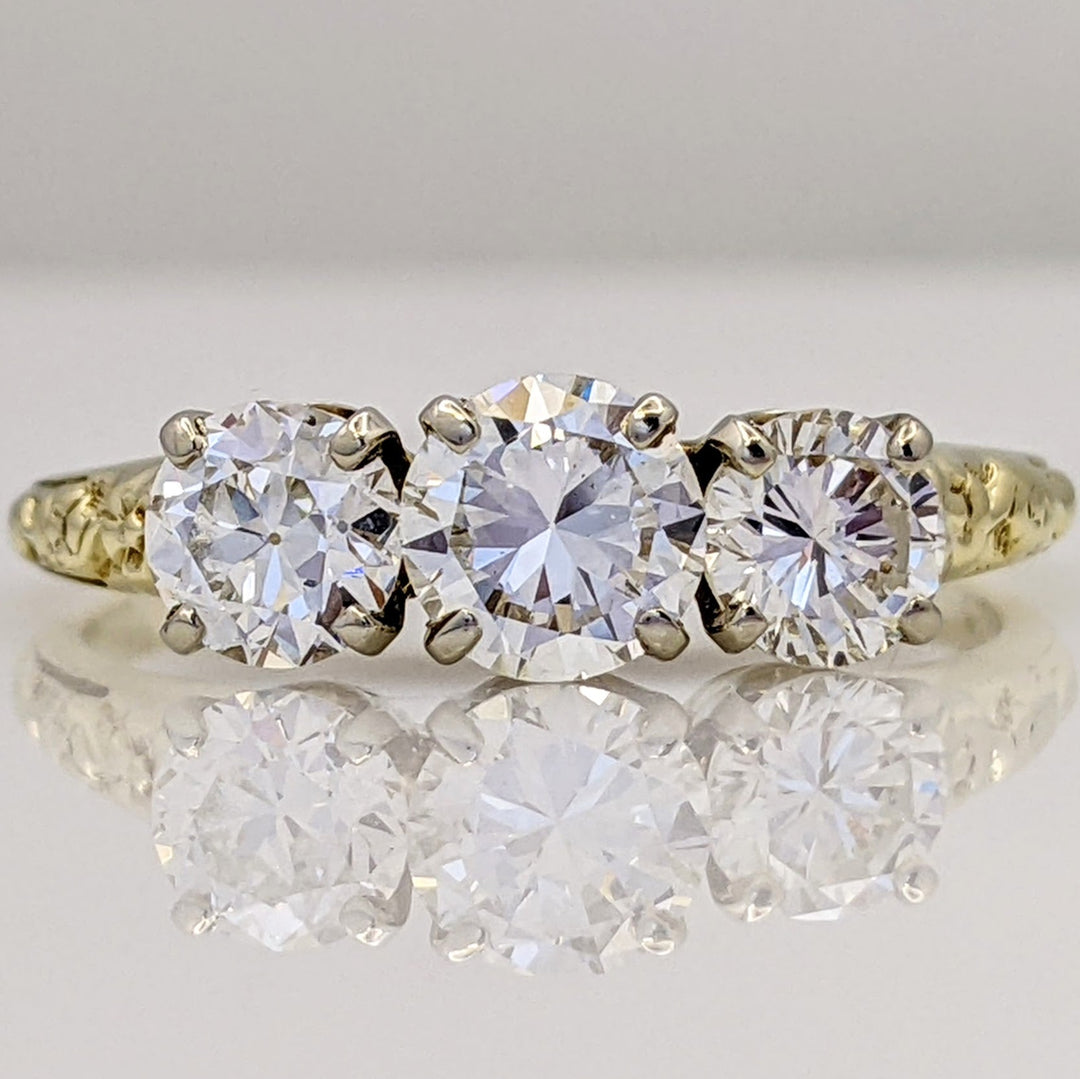 14K 1.43 CARAT TOTAL WEIGHT VS2 G-H DIAMOND ROUND (3) ESTATE TRINITY RING 2.7 GRAMS
