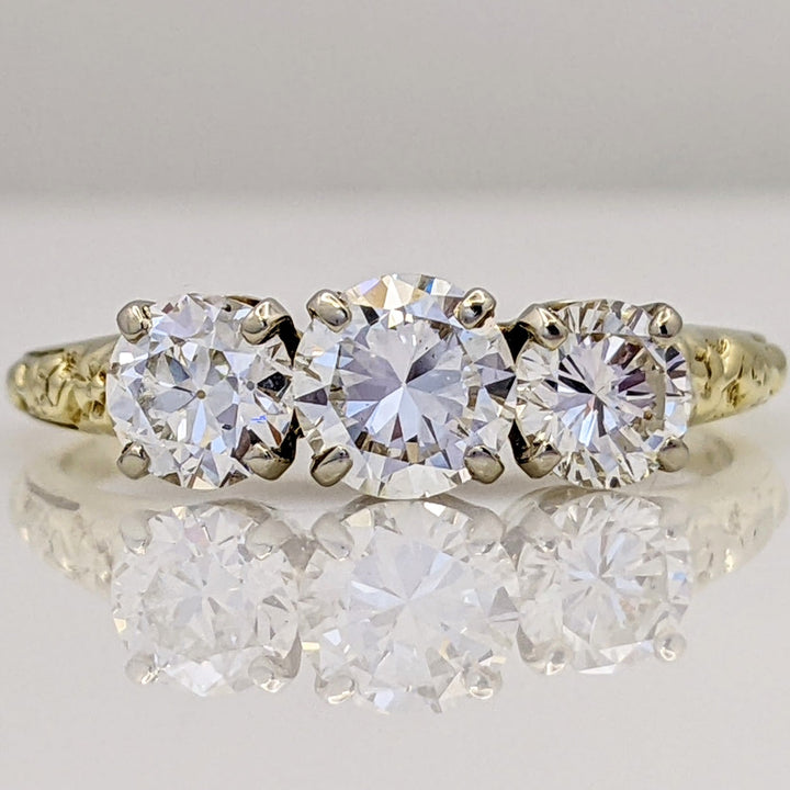 14K 1.43 CARAT TOTAL WEIGHT VS2 G-H DIAMOND ROUND (3) ESTATE TRINITY RING 2.7 GRAMS
