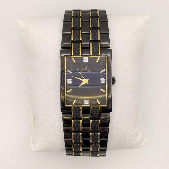 BULOVA BLACK AND GOLD ESTATE WATCH 144.2 GRAMS
