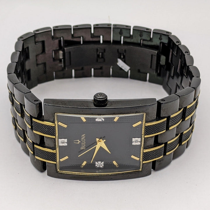 BULOVA BLACK AND GOLD ESTATE WATCH 144.2 GRAMS