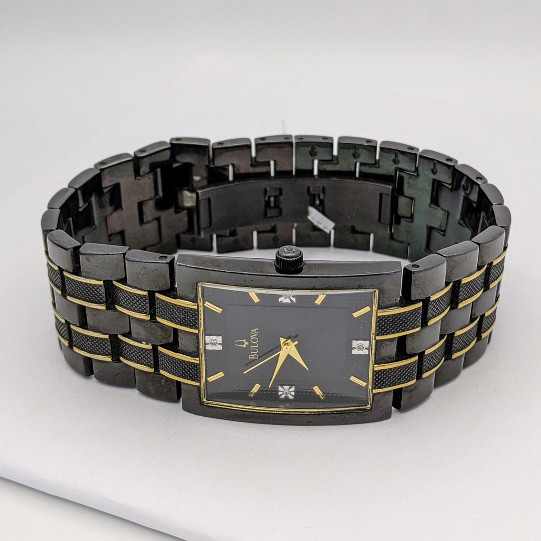 BULOVA BLACK AND GOLD ESTATE WATCH 144.2 GRAMS