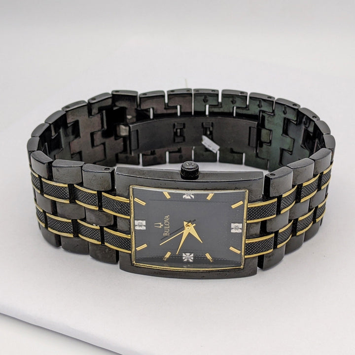 BULOVA BLACK AND GOLD ESTATE WATCH 144.2 GRAMS