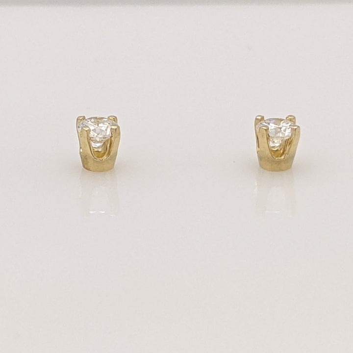 14K .24 CARAT TOTAL WEIGHT I1 I DIAMOND ROUND (2) ESTATE STUD EARRINGS 0.5 GRAMS