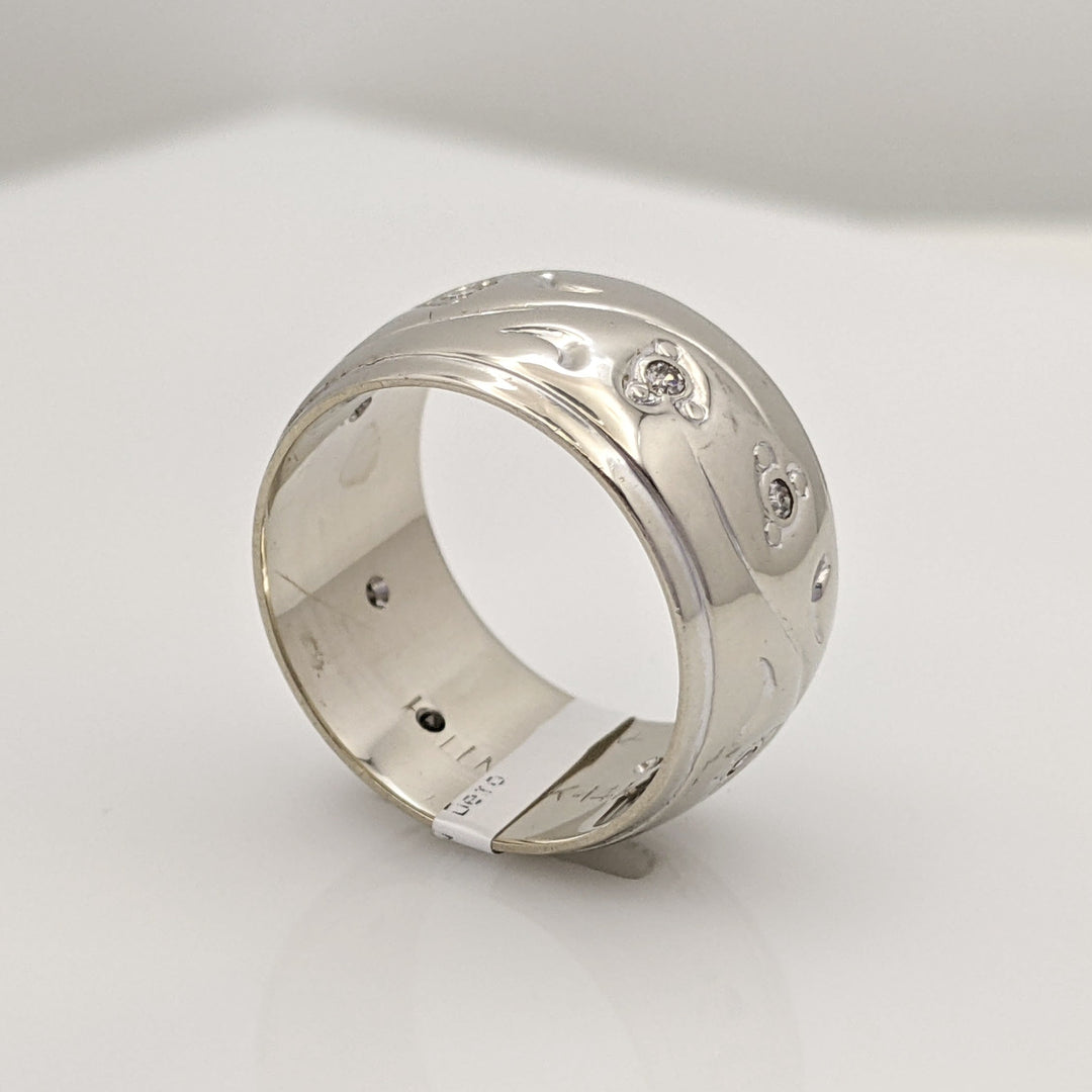 14K WHITE DIAMOND ROUND (8) 4.75 MM ESTATE BAND 7.9 GRAMS