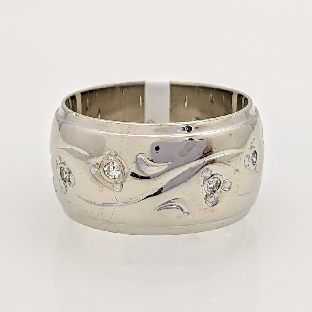 14K WHITE DIAMOND ROUND (8) 4.75 MM ESTATE BAND 7.9 GRAMS
