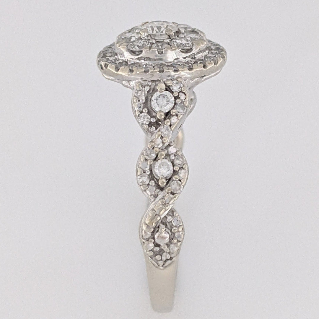 10K WHITE .50 CARAT TOTAL WEIGHT SI1 H DIAMOND ROUND (54) CLUSTER ESTATE RING 2.6G