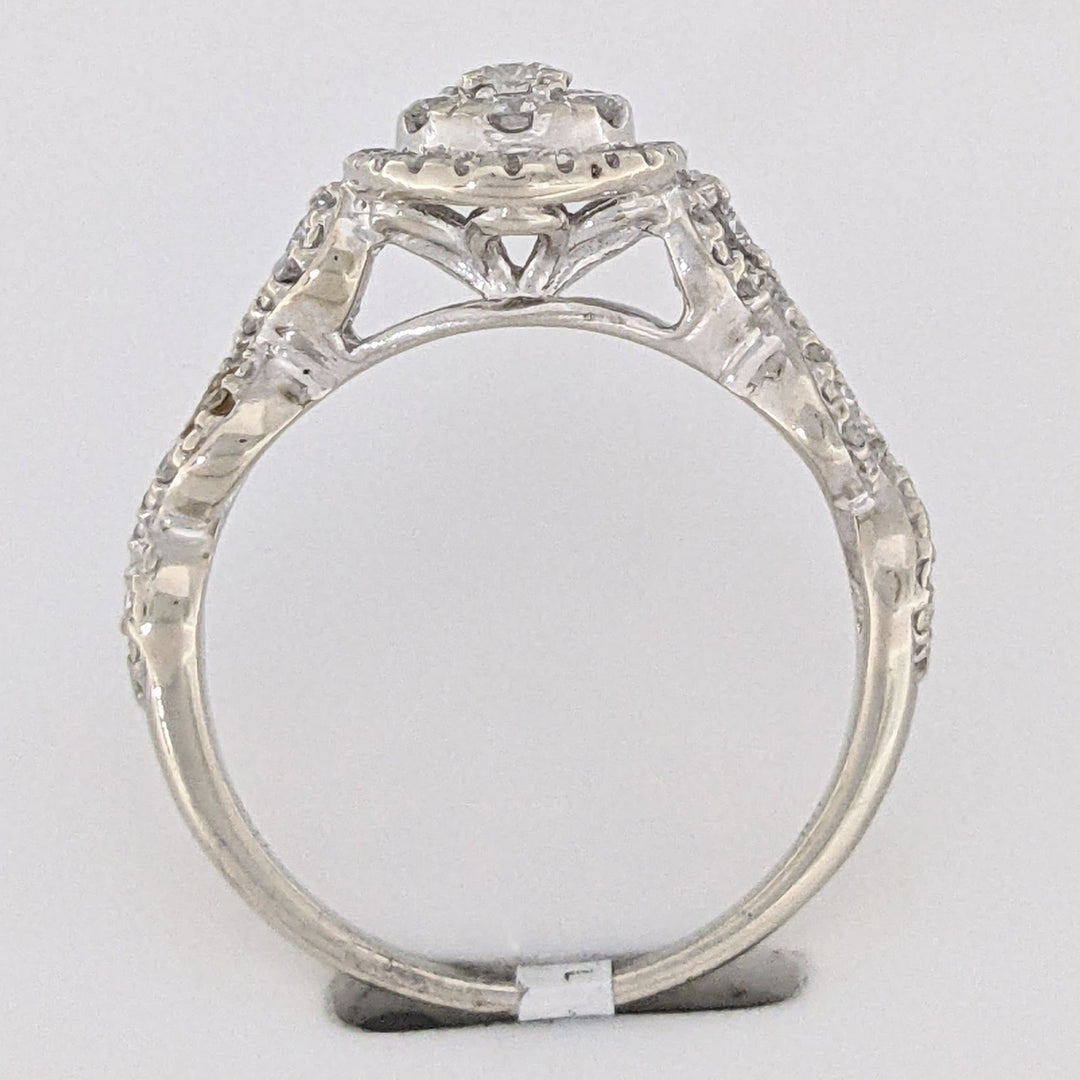 10K WHITE .50 CARAT TOTAL WEIGHT SI1 H DIAMOND ROUND (54) CLUSTER ESTATE RING 2.6G